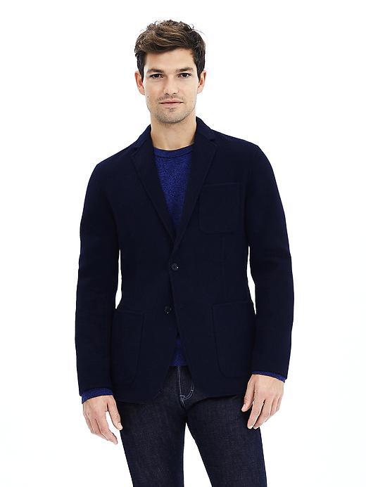 Banana Republic Mens Modern Slim Navy/charcoal Reversible Soft Blazer Size 36 Regular - Navy/charcoal
