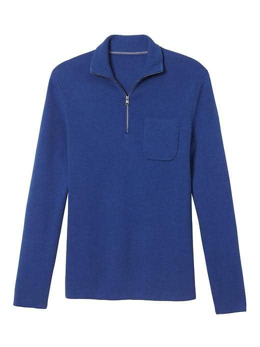 Banana Republic Mens Half Zip Pullover With Coolmax Technology - Anchor Royal