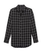 Banana Republic Womens Parker Tunic-fit Windowpane Plaid Shirt Black Size S