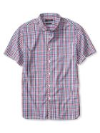 Banana Republic Mens Camden Fit Print Short Sleeve Custom 078 Wash Shirt Size L Tall - Modern Red