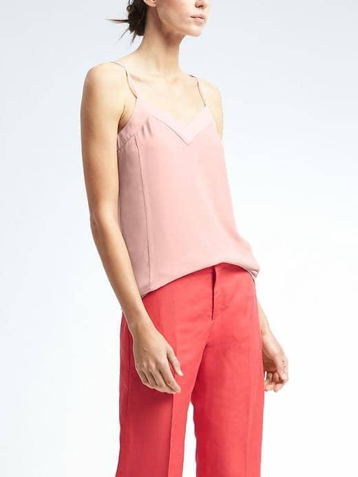 Banana Republic Easy Care Seamed Crepe Cami - Pink Blush/champagne