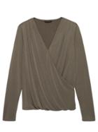 Banana Republic Womens Sandwashed Modal Blend Wrap-effect Top Oyster Taupe Size Xl