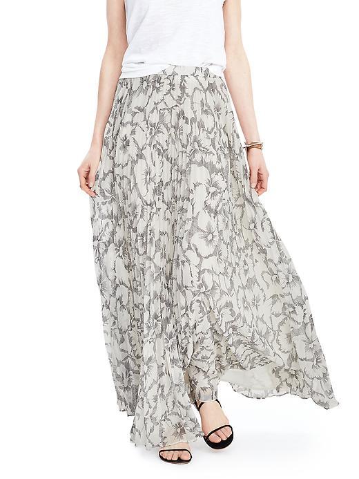 Banana Republic Womens Sketched Floral Maxi Skirt Size 0 Petite - Dark Charcoal