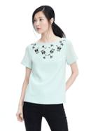 Banana Republic Embellished Top - Tinted Blue