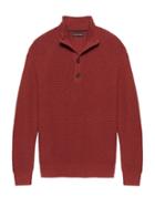 Banana Republic Mens Italian Merino Wool Blend Mock-neck Sweater Brick Red Size Xs