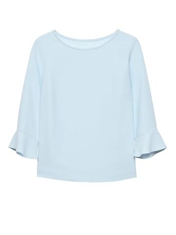 Banana Republic Womens Flounce-sleeve Top Blue Ice Size Xs