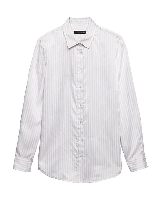 Banana Republic Womens Dillon Classic-fit Stripe Soft Shirt Mini Stripe Size Xl