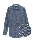 Banana Republic Mens Grant Slim-fit Chambray Print Shirt Dark Denim Size L