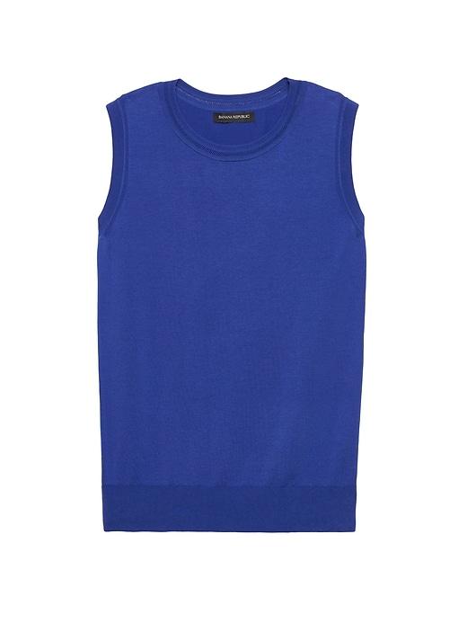 Banana Republic Womens Stretch-cotton Sweater Shell Royal Blue Size M