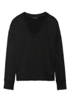 Banana Republic Womens Petite Luxespun V-neck T-shirt Black Size Xs
