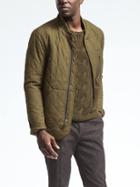 Banana Republic Mens Heritage Quilted Bomber Jacket - Olive
