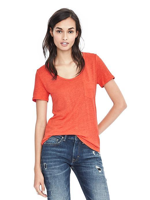 Banana Republic Womens Linen Crew Tee - Safari Sunset