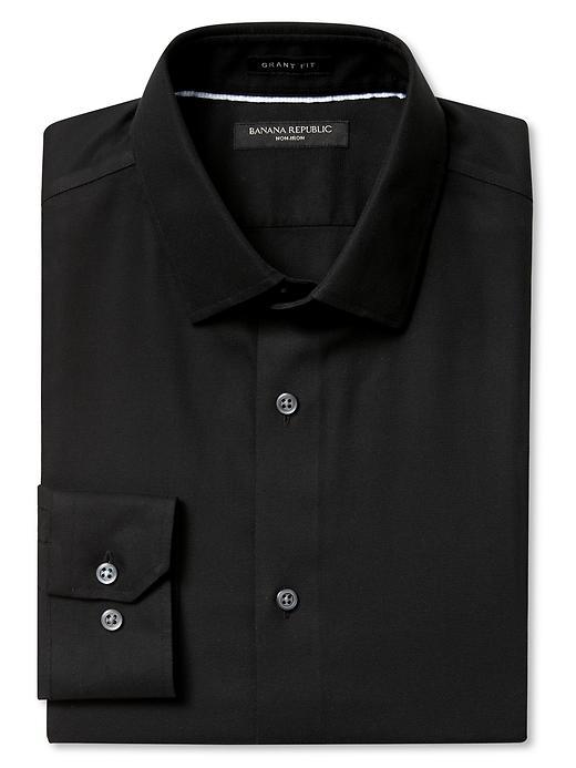 Banana Republic Mens Grant Fit Non Iron Solid Shirt Size Xxl Tall - Black