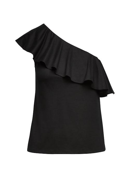 Banana Republic Womens One-shoulder Supima Cotton Top Black Size Xs
