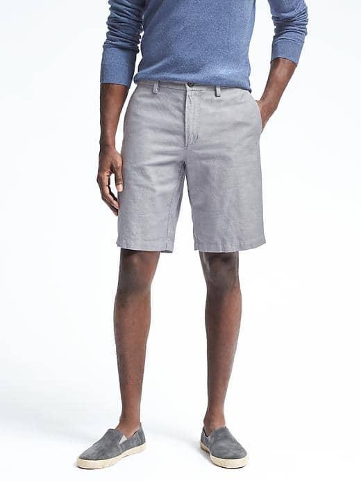 Banana Republic Mens Emerson Linen Blend Short - Light Gray