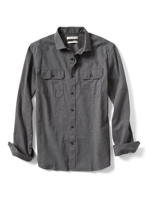 Banana Republic Mens Heritage Camden Fit Army Shirt - Charcoal