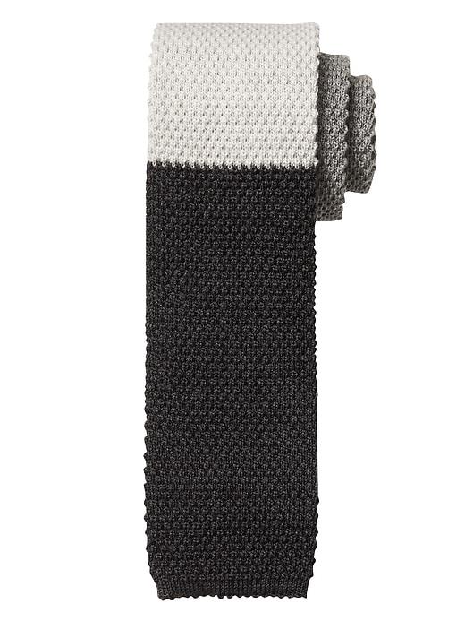 Banana Republic Mens Varsity Stripe Knit Silk Tie Dark Charcoal Gray Size One Size