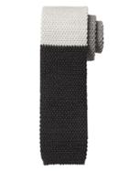 Banana Republic Mens Varsity Stripe Knit Silk Tie Dark Charcoal Gray Size One Size