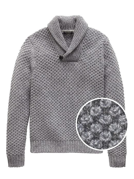 Banana Republic Mens Cashmere Shawl-collar Sweater Heather Charcoal Gray Size L