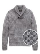 Banana Republic Mens Cashmere Shawl-collar Sweater Heather Charcoal Gray Size L