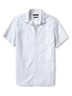 Banana Republic Mens Custom Wash Short Sleeve Dot Print Shirt Size L Tall - White
