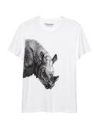 Banana Republic Mens Soft Wash Graphic T-shirt White Size Xxs