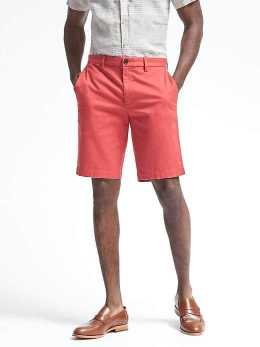 Banana Republic Mens Aiden Slim Stretch Cotton Short - Red