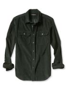 Banana Republic Mens Slim Fit Corduroy Utility Shirt Size L Tall - Green