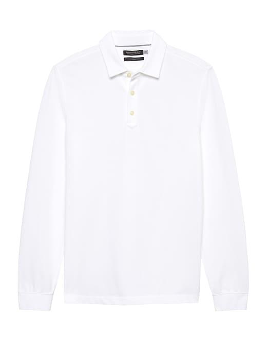 Banana Republic Mens Don';t-sweat-it Long-sleeve Polo Shirt Optic White Size L