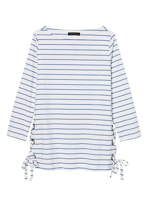 Banana Republic Womens Lace-up Tunic With Grommet Details Blue Dusk Size M
