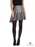 Banana Republic Womens Monogram Metallic Pleat Skirt Size 0 - Gunmetal/black
