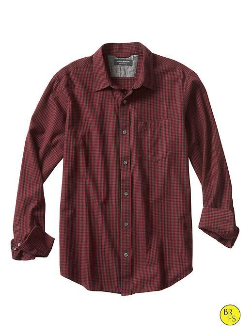 Banana Republic Mens Factory Soft-wash Slim-fit Red Mini-check Shirt Plaid Size M
