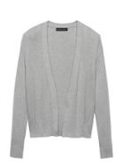 Banana Republic Womens Silk-cotton Rib-knit Cropped Cardigan Sweater Heather Medium Gray Size M