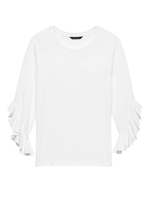 Banana Republic Womens Soft Jersey Flutter-sleeve T-shirt White Size L