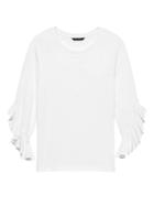 Banana Republic Womens Soft Jersey Flutter-sleeve T-shirt White Size L
