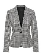 Banana Republic Womens Petite Classic-fit Bi-stretch Houndstooth Blazer Black & White Size 6