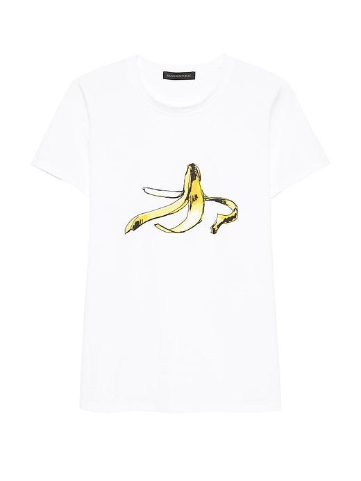 Banana Republic Womens Supima Cotton Banana Graphic T-shirt White Size M