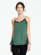 Banana Republic Womens Strappy Lace Trim Top Size L - Lake House Green