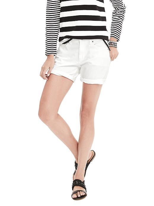 Banana Republic Womens White Denim Roll Up Short Size 0 Regular - Lily Wash