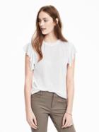 Banana Republic Womens Sleeveless Ruffle Sweater Size L - Cream