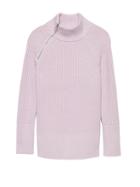 Banana Republic Womens Chunky Side-zip Mock-neck Sweater Pure Lavender Purple Size S