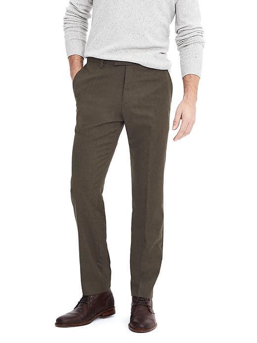 Banana Republic Mens Standard Fit Wool Pant - Olive