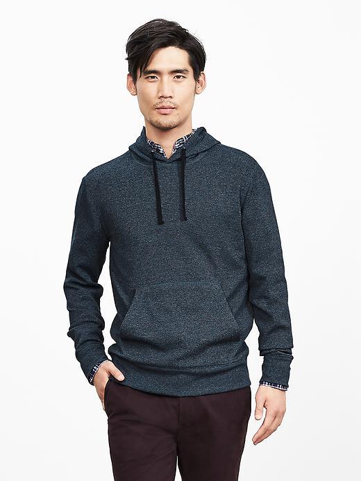 Banana Republic Mens Waffle Knit Hoodie Size L Tall - Gray Heather