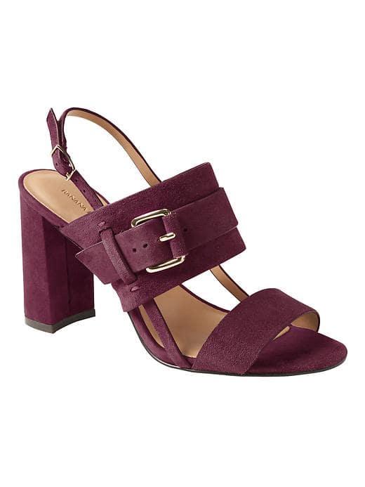 Banana Republic Double Strap Buckle High Heel Sandal - Burgundy