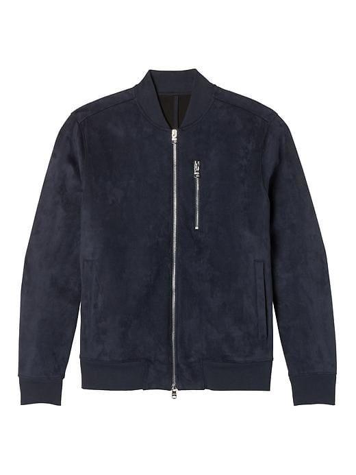 Banana Republic Mens Vegan Suede Bomber Jacket - Navy