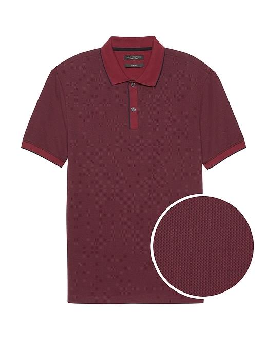 Banana Republic Mens Slim Luxury-touch Jacquard Tipped Polo Shirt Burgundy Size L