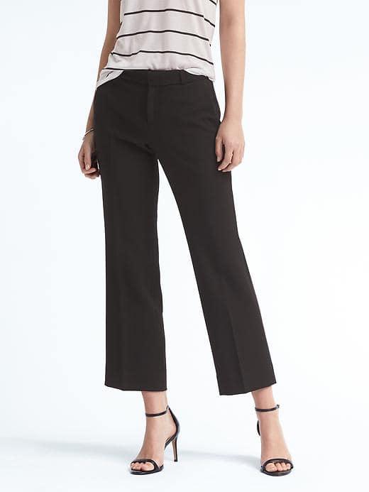 Banana Republic Womens Logan Fit Solid Cropped Pant - Black