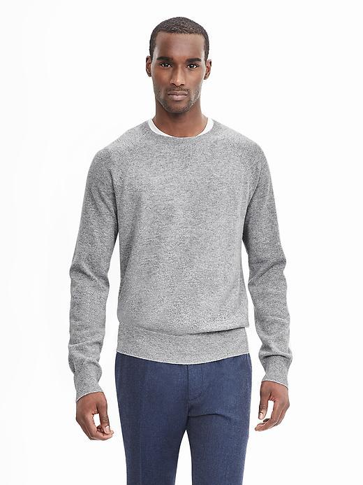 Banana Republic Mens Todd &amp; Duncan Cashmere Baseball Crew Pullover Size L Tall - Sidewalk Gray