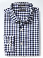Banana Republic Mens Camden Fit Non Iron Micro Gingham Shirt - Navy Star