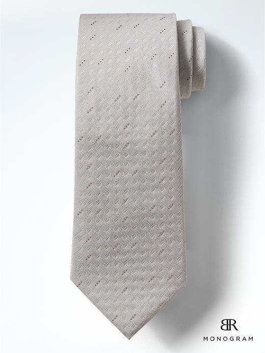 Banana Republic Monogram Textured Geo Silk Nanotex Tie - Gray